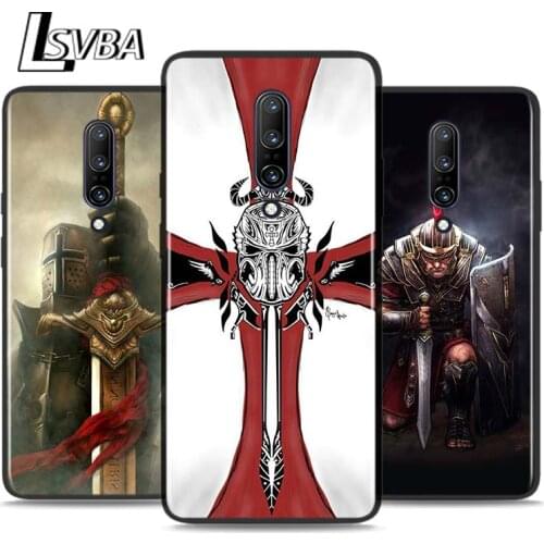 Black Silicone Case Templar Knight For OnePlus 5 5T 6 6T 7 7T 8 8Pro Super Bright Glossy Phone Case Cover