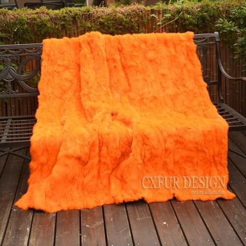 CX-D-11S 80X170cm Real Rabbit Fur Patchwork Throw Real Fur Blanket ~Drop Shipping