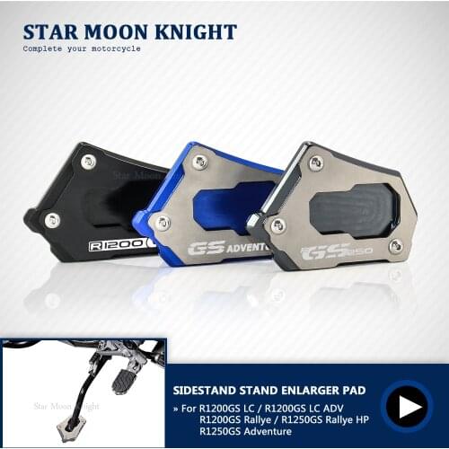 For BMW R1250GS Adventure R 1200 GS LC R1200GS Adv CNC Kickstand Side Stand Vergroter Plaat Extension Pad LOGO R1200GS R1250GS