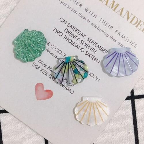 40pcs Acrylic Sheet Resin Plastic Summer Shell Scallop Pendant Sequin Transparent Earrings Accessories Floating Charms 20*25mm