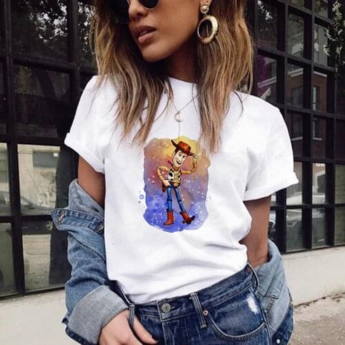 Basic Disney Toy Story T Shirt Women Summer New Cowboy Woody Tees Casual Loose Tshirt O Neck Female Tops