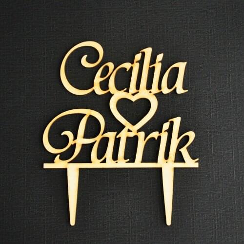 Personalized Name Rustic Cake Topper Custom wedding cake topper Wooden Wedding cake Decoration with heart