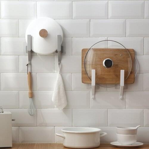 Kitchen Free Punching Multifunctional Pot Cover Rack Creative Simple Wall-Mounted Cutting Board Shelf Kitchen Storage Hook Rack