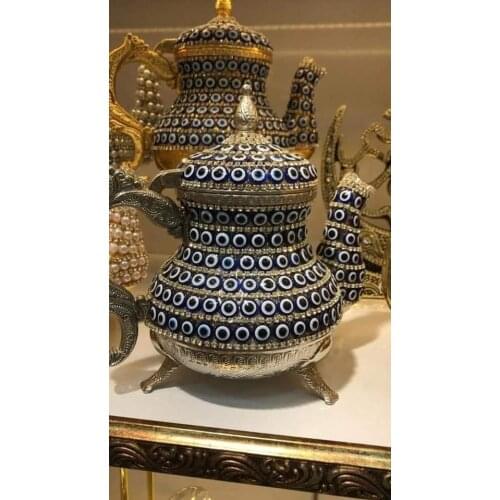 Evil Eye Coated Metal Tea Serving Lux Teapot