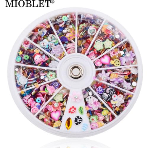 MIOBLET New Mixed Resin Nail Sequin In Wheel Colorful Glitter Nail Art Tips Slice Decoration Rhinestone DIY Design Manicure