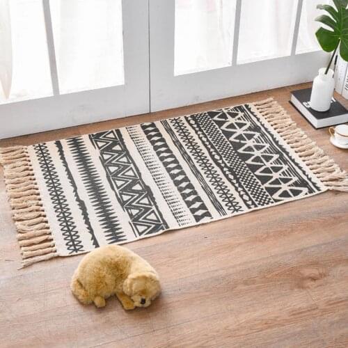 Wholesale Floor Woven Persian Bohemian Geometric Nordic Grey Cotton White Small Boho Islam Prayer Bedside Outdoor Rugs Mat
