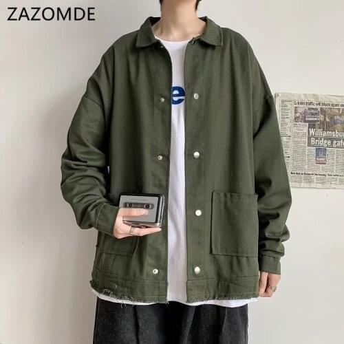 Men Jackets Retro Chic Solid Simple Korean Style Turn-down Collar Mens Trendy all-match Leisure Harajuku New Outwear