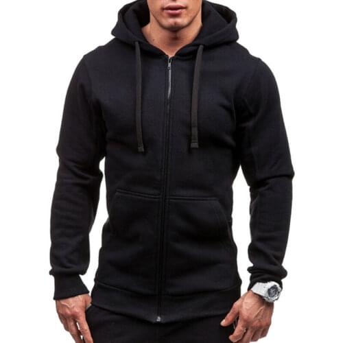 Men Hoodies Sweatshirts Casual Solid Zip Up Warm Jacket Coat Pocket Cotton Breathablity Top Tops Clothes