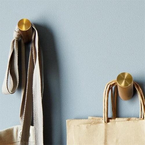 New Nordic Brass Wall Hook Furniture Wardrobe Handles 2 in1 Light Luxury Round Cylinder Coat Clothes Hooks