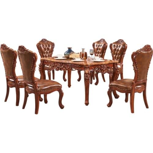 Ou eat desk and chair composite rectangular luxury home small family model in the marble table, solid wood table