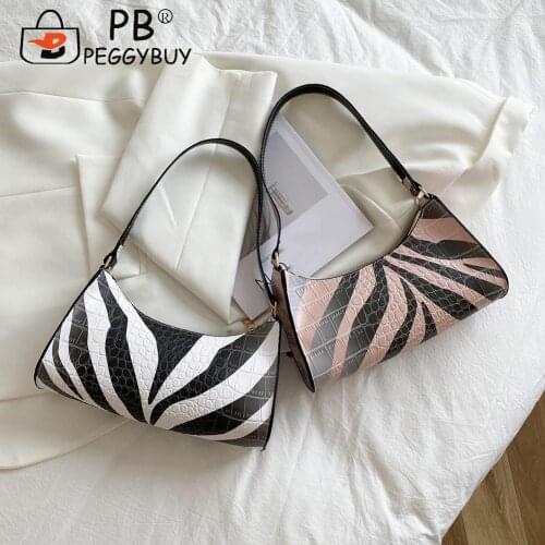 Women Luxurious Messenger Bag Retro Zebra Pattern PU Leather Printing PU Shoulder Underarm Bag Casual Women Hobos Handbags