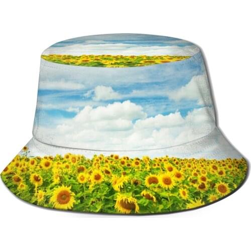 CINESSD Field Of Sunflovewrs Unisex Casual Sun Hat Bucket Hat for Men Women Bob Hip Hop Caps Summer Fisherman Hat Panama