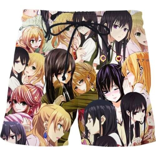 SOSHIRL Homosexual Love Shorts Cool Anime Couple Character Streetwear Elastic Waist Drawstring Fitness Shorts Homme Men Clothing