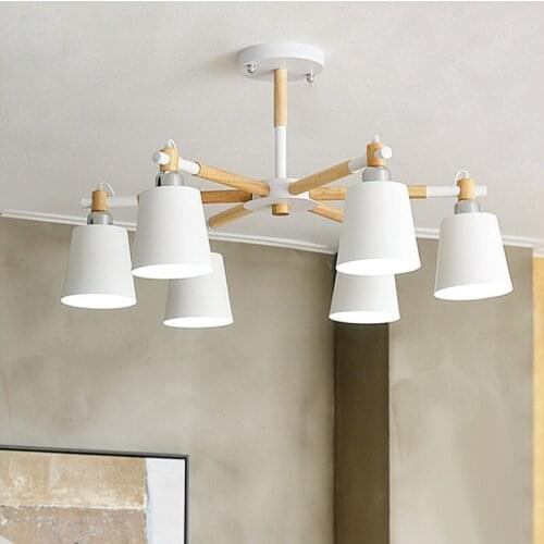 Japan style modern American solid wood pendant light bedroom living room restaurant hanging lighting E27