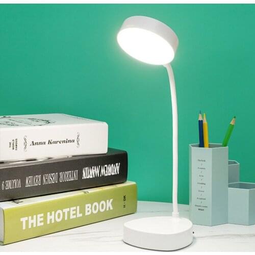 LED Three-Speed Touch Dimming Reading Lamp USB Charging Plug-in White Warm Eye Protection Student Table Light Reading Lamp