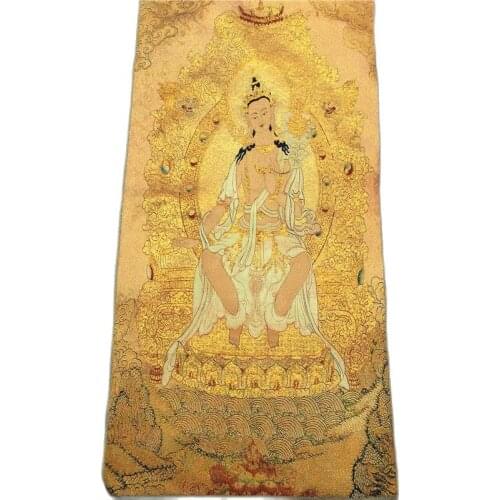 Tibet Tantrism Buddha statue silk embroidered Thangka brocade painting gold silk embroidered cotton embroidered cotton embroider