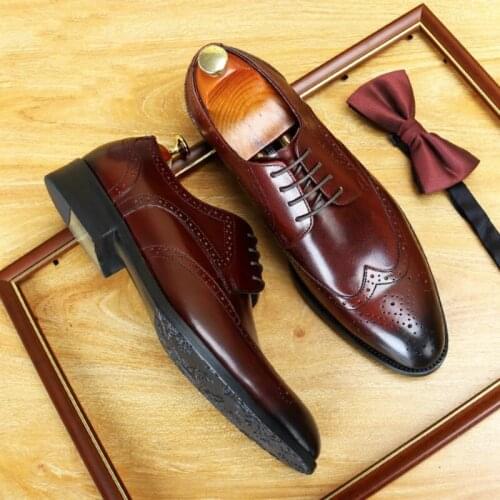 Mens formal shoes genuine leather oxford shoes for men black 2020 dress shoes wedding shoes laces leather brogues buty meskie