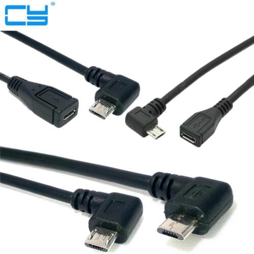 Micro USB 2.0 5Pin Male to Female M to F Extension connector Adapter Long plug Connector 90 Degree Right & Left Angled