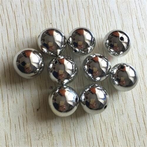 Choose size) 20mm/16mm/12mm silver color Acrylic UV Plating Beads for Chunky Necklace Jewelry