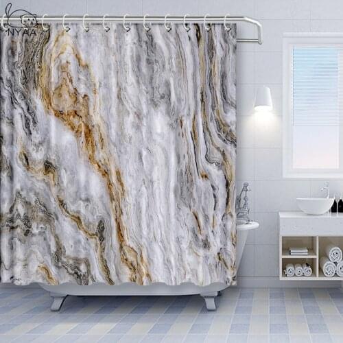 NYAA Marble Texture Shower Curtains 3D Bathroom Shower Curtain Frabic Waterproof Polyester Bath Curtain With Hooks