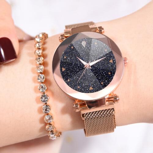 Women Watches Luxury Starry Sky Stainless Steel Mesh Magnetic Strap Ladies Watch Quartz Wrist Watch Relojes Zegarek Damski