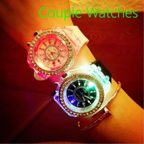 Ladies Classic Watch LED Light Digital Watch Couple Watch Silicone Quartz Luminous Watch Jelly Color Luminous Watch