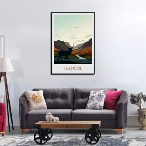 Animal Painting Deer Mountains and Rivers Hd Print Painting Poster Home Living Room and Bedroom Custom Wall Art Decoration