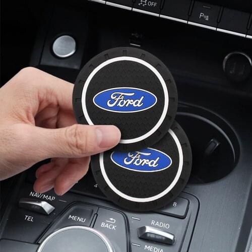 1/2 pcs Car Coaster Decoration Auto Accessories Water Cup Slot Case For Ford Kuga Fiesta Focus Mondeo Mk2 Mk3 Emblem Car Styling