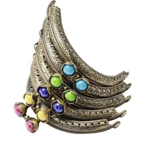 10PCS Rose Head Bag Kiss Clasp Antique Bronze Semicircle Lace Metal Pattern Purse Frame DIY Bag Accessories