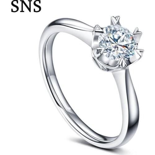 100% Natural Diamond Engagement Ring Solitaire Halo Style High Polishing Sparking Wedding Ring for Women 14K White Gold