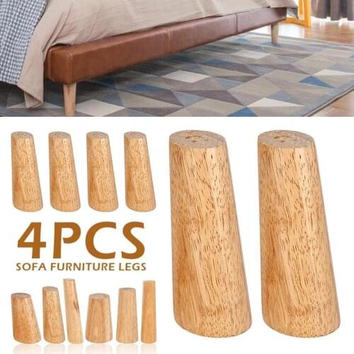 4Pcs Height10-30cm Solid Wood Furniture Legs, Inclined Cone Sofa Bed Cabinet Table and Chair Replacement Feet Sloping Foot