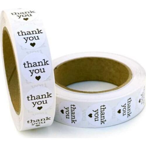 500 White Thank You Stickers DIY with Heart Round Gift Lables Party Favours