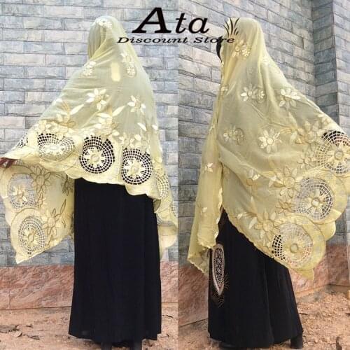 Free Shipping New Hijab Scarf For Muslim Women African Chiffon Hijab Islam Turban Headscarf Long And Big Embroidery Traditional