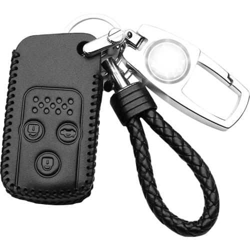 Car Key Case Black Leather Keychain Anti-oxidation And Anti-corrosion Key Cover For Honda Civic 03 04 06 08 Keys
