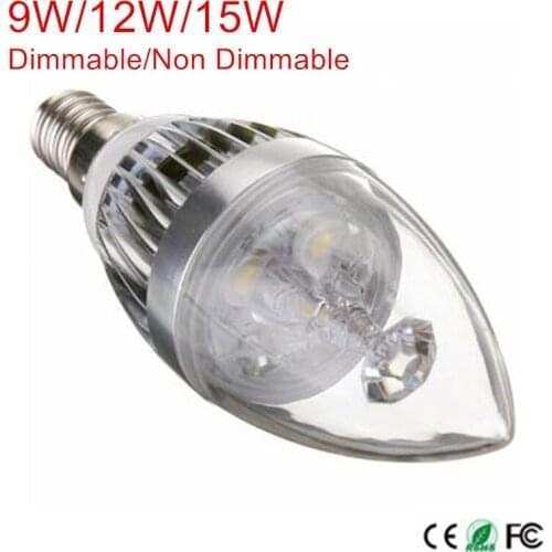 DHL Free shipping 130pcs E14 9W Dimmable Sliver LED Bulb Lamp LED Candle Light Spotlight Warm/Natural/Cold White indoor light