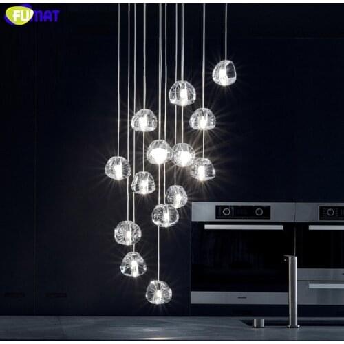 FUMAT Apple Shape Crystal K9 Chandelier Spiral Staircase Villa Ceiling Lamps Modern Style Lights Penthouse Hanging Light Fixture