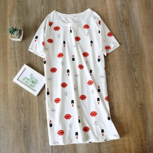 JULYS SONG Womens Polka Dot Nightdress Spring and Summer Female Loose Short Sleeve Nightwear Women Homewear