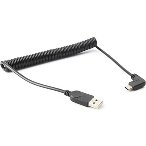 USB-C 3.1 Type-C Male 90 Degree Left & Right Angled to USB2.0 Retractable Spring Data Chager Sync Extension Cable for S8 P10