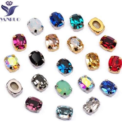 YANRUO 4128 Oval Sewn Stones And Crystals Strass DIY Pointed Back Handicraft Glass Rhinestones For Jewelry Making