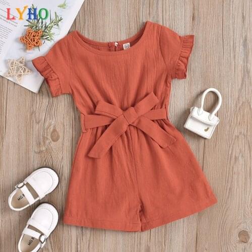 Kid Baby Girls Short Sleeve Off Shoulder Romper Jumpsuit Solid Bow Playsuit Clothing Toddler Girl Fall Clothes 20201