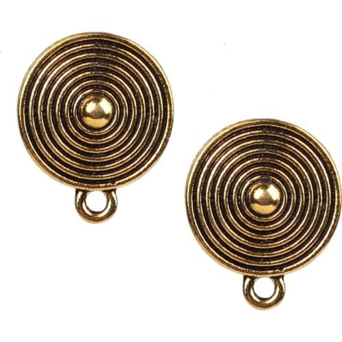 2017 New 10pcs/lot Zinc Alloy Retro Gold Concentric Circles Earring Base Earring Connector For DIY Earrings Accessories