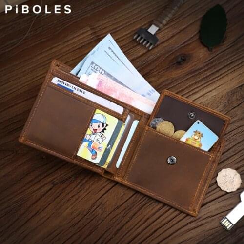 Business Men Wallet Genuine Leather Short Wallet For Women Credit Card Holder Coin Purse Money Change Pocket