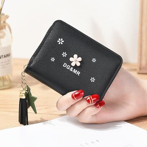 Coin Purse Women Wallets Lady Purses Cards ID Holder Tassels Zipper Moneybags Floral Female Casual Short Wallet Mini Bags Pocket