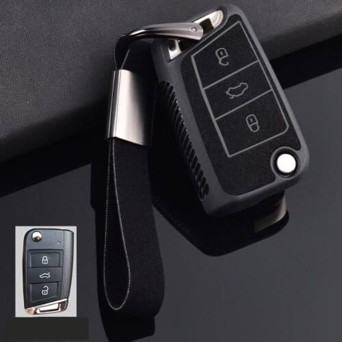 Leather TPU Key Case for Car Key Cover for VW Golf-7 Tiguan-L POLO Car Accessories Interior Car Styling Keychain Keyring for Car