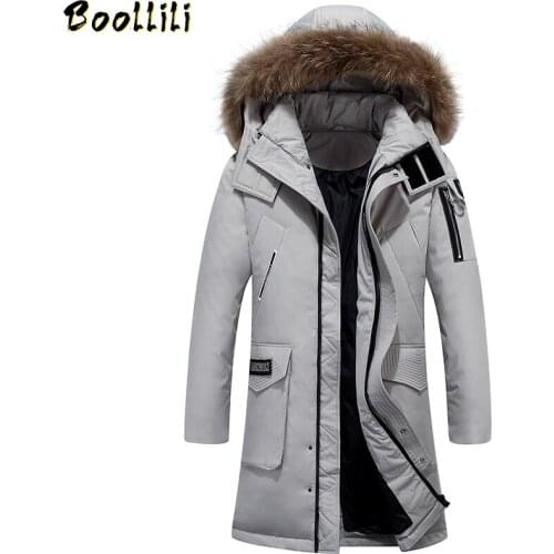 2020 Winter New Mens Red Down Jacket Fashion Casual Fur Collar Hooded Thicken Duck Down jackets Coats Male Brand Clothing