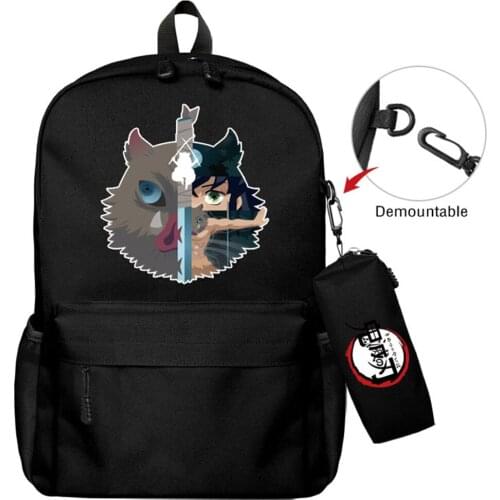 Anime Demon Slayer Nylon Backpack Boys Girls Bookbag Casual Student High Quality Travel Schoolbag Laptop Bag Zipper Packsack