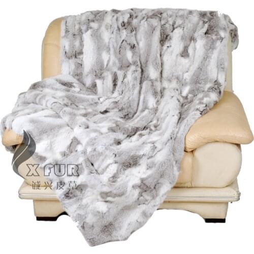 CX-D-12/Z 150x200cm Bedding Patchwork Real Rabbit Fur Blanket