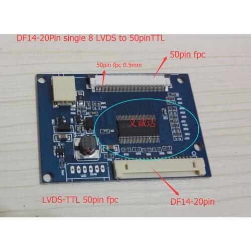 20Pin single 8 LVDS to 50pin TTL interface EJ080NA05A LCD LVDS-TTL adapter board