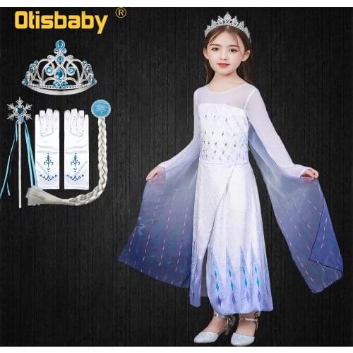 Snow Queen 2 Dress Elsa Dress for Girls Birthday Elza Dress Up Princess Anna Costume Halloween Cosplay Roupa Infantil