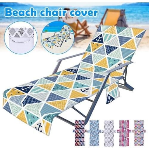 Microfiber Beach Chair Towel Cover with Side Pockets Pool Sun Lounge Chaise Towel For Lounger Hotel Non Sliding Toalla Playa